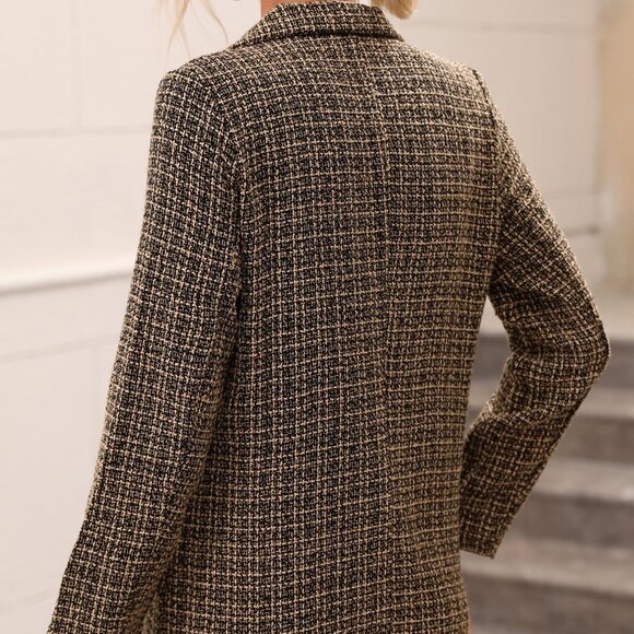 Multicolor Casual Womens Plaid Double Breasted Blazer - Picture 5 of 7